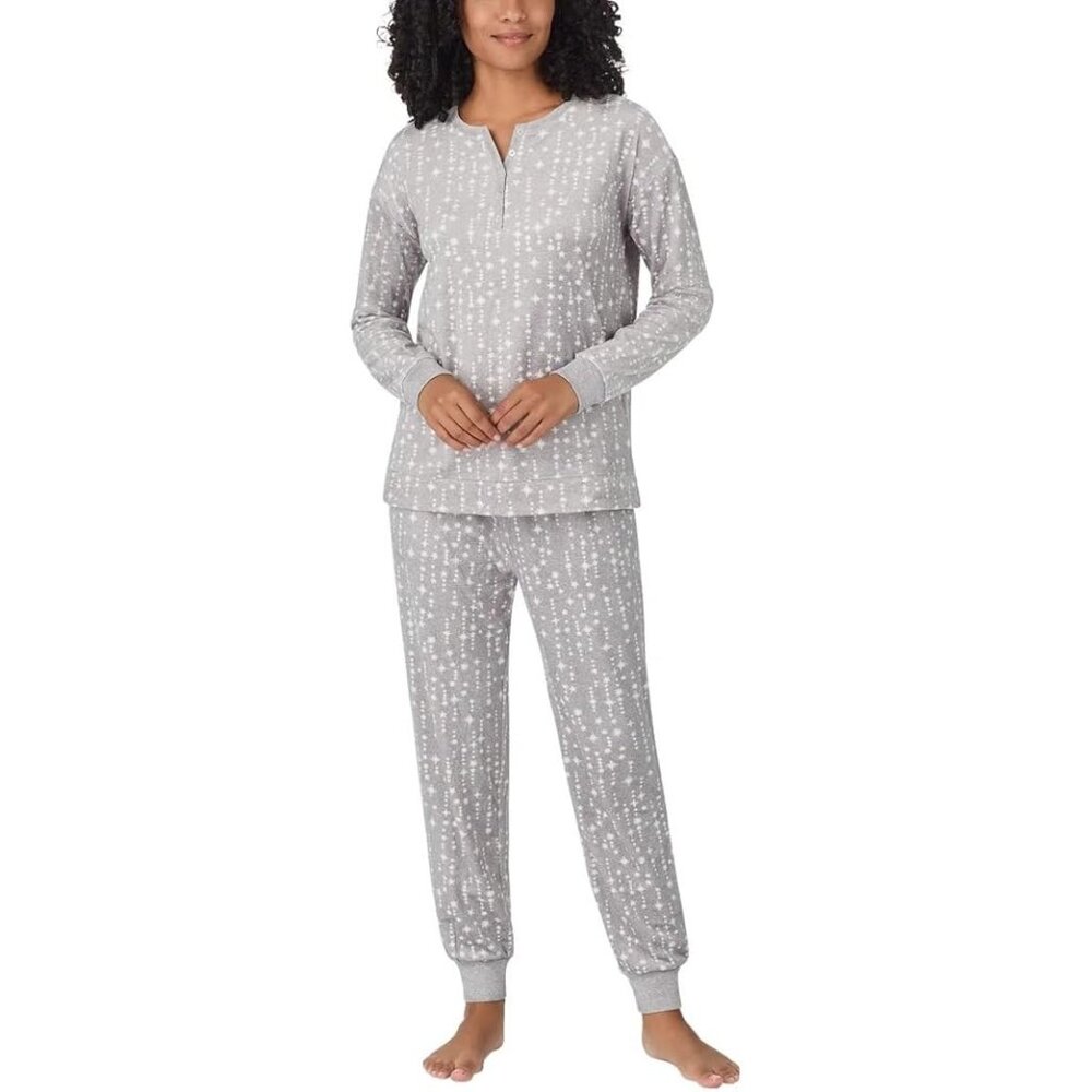 Nautica Women Sm 2 Piece Stretch Fleece Pajama Sleepwear Set Lounge Shirt Pants